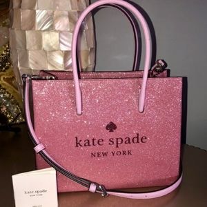 Kate Spade Trista Rose Pink Glitter Tote Purse New with tags